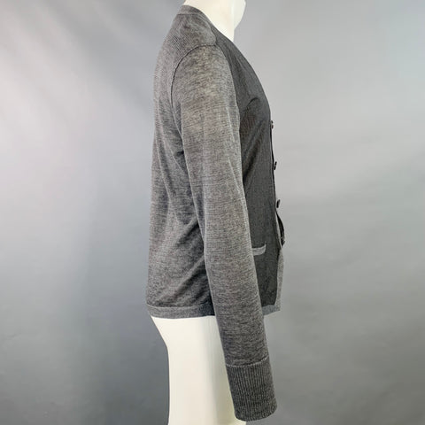 JOHN VARVATOS Size M Grey Slate Glenplaid Linen Two Pockets Cardigan
