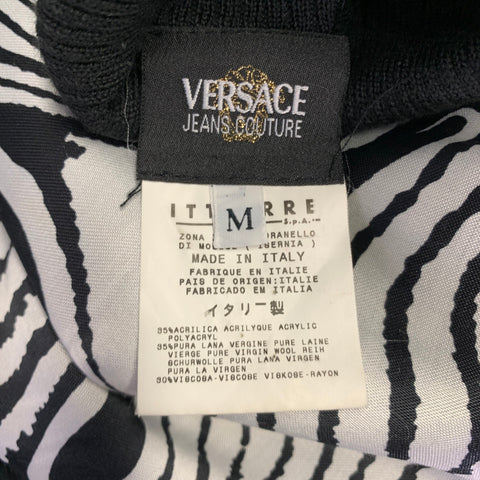VERSACE JEANS Size M Black White Swirls Virgin Wool Blend Pullover
