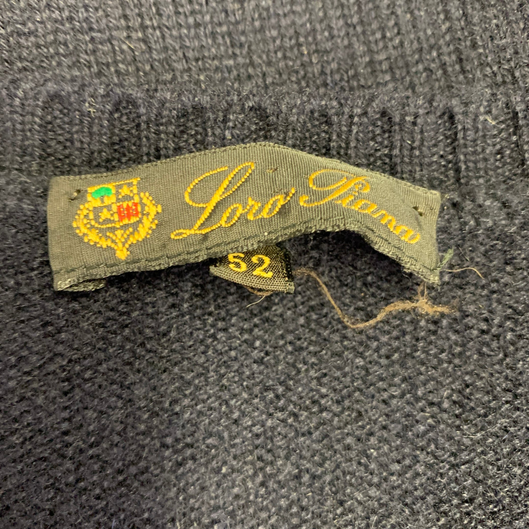 LORO PIANA Size L Navy Cashmere Crew Neck Sweater