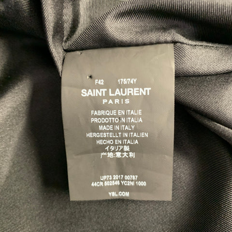 SAINT LAURENT Size 10 Black Calfskin Leather Mini Skirt