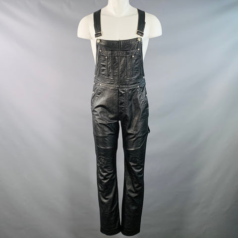 RUBIO LEATHER Vintage Size S Black Leather Overalls