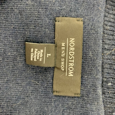 NORDSTROM Size L Navy Grey Dots Nylon Blend Crew-Neck Pullover