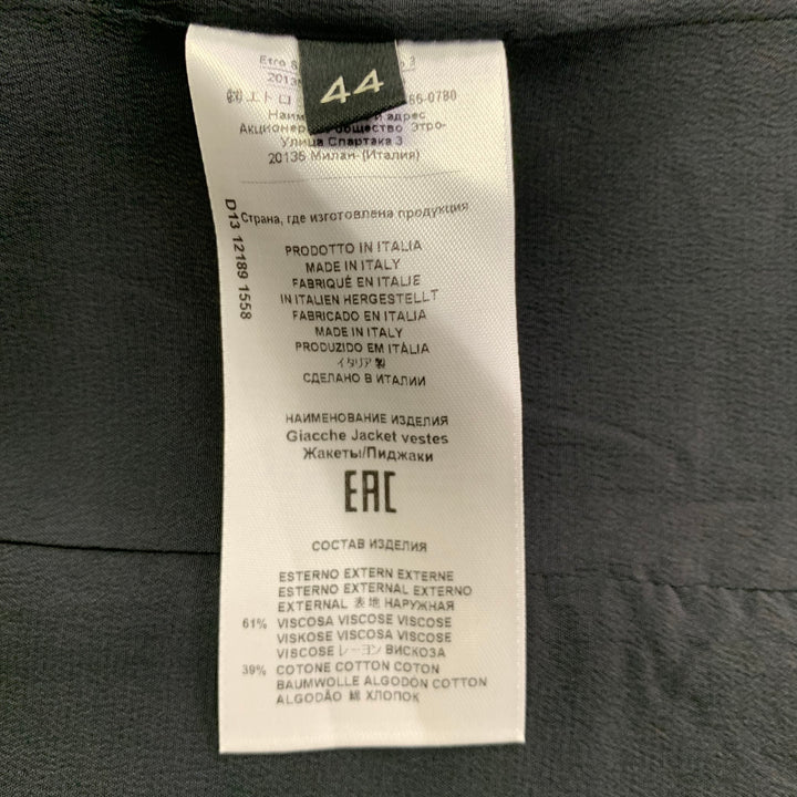 ETRO Size L Black Brocade Jacquard Flat Front Notch Lapel Pantsuit