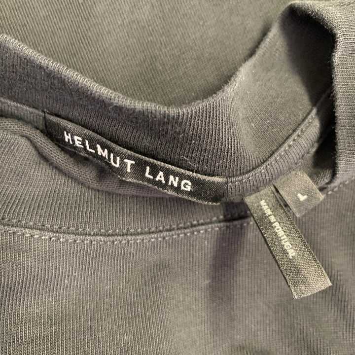 HELMUT LANG Size L Austria Black Red Print Cotton Crew Neck T-shirt