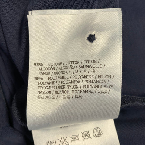 MONCLER Size M Navy Cotton Blend One Pocket Contrast Trim Polo