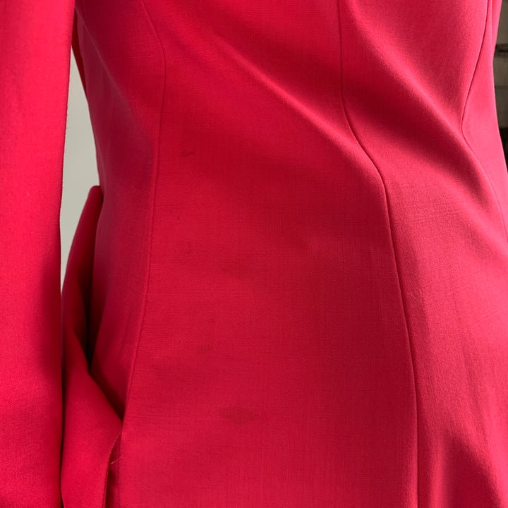 LA PERLA Size 4 Pink Fuchsia Wool Eastane Double Breasted Pants Suit