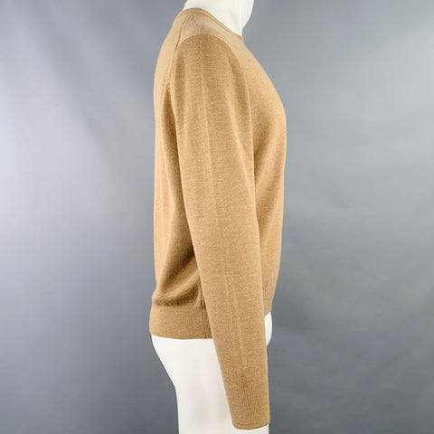 FACONNABLE Size S Camel Merino Wool Crew Neck Pullover