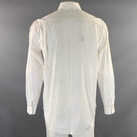 COMME des GARCONS Size L White Ruffled Cotton Dagger Long Sleeve Shirt