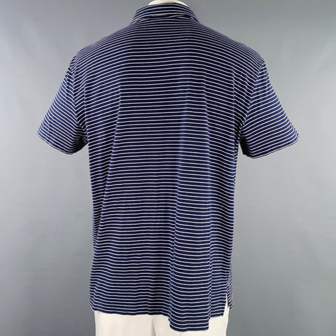 POLO by RALPH LAUREN Size XXL Navy White Stripe Pima Cotton Half Placket Polo