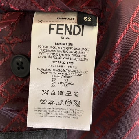 FENDI Size 42 Red White Houndstooth Wool Blend Sport Coat