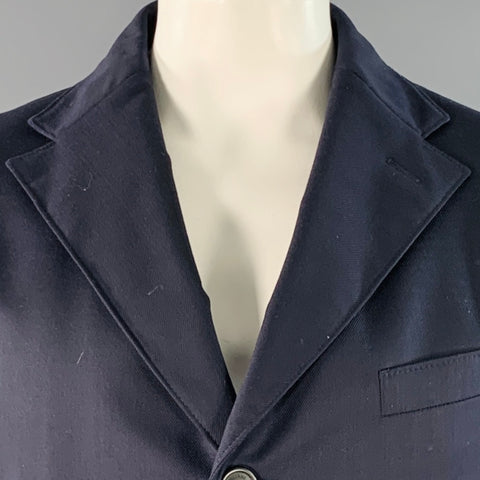 CORNELIANI Size 42 Black Twill Wool Blend Single Breasted Water Resistant Coat