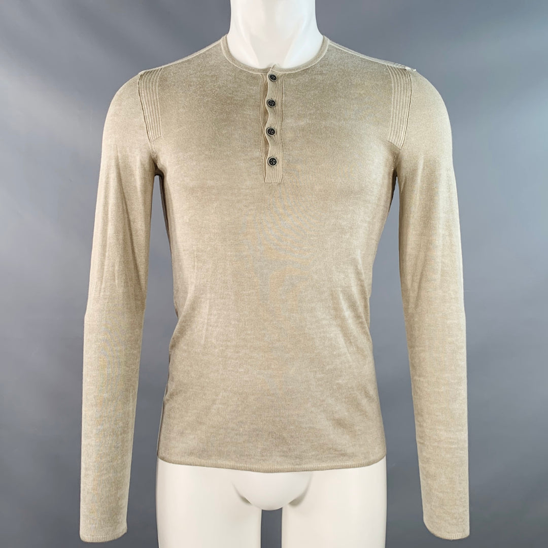 JOHN VARVATOS Size XS Green Sage Silk Cashmere Henley Pullover
