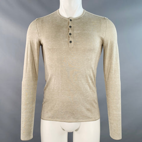 JOHN VARVATOS Size XS Green Sage Silk Cashmere Henley Pullover
