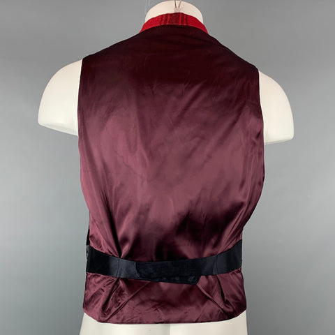 PAUL SMITH Taille XL Gilet boutonné en laine à carreaux rouge et noir