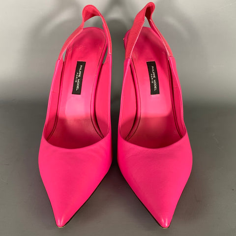 PHILIPPE MODEL Size 7.5 Pink Leather Slingback Pumps