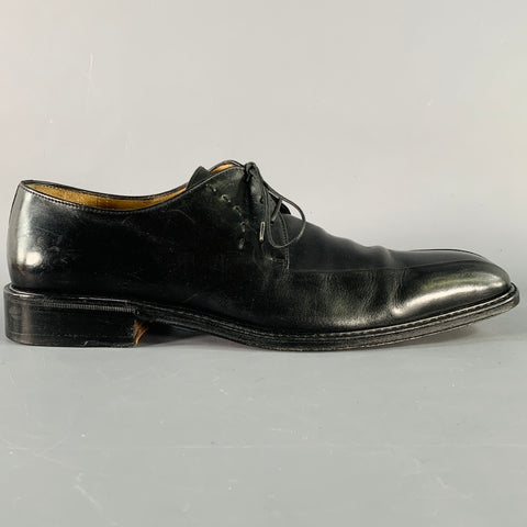 SALVATORE FERRAGAMO Size 9 Black Leather Derby Lace-Up Shoes