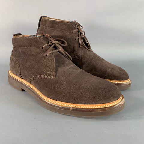DUNHILL Size 11 Brown Suede Ankle Boots