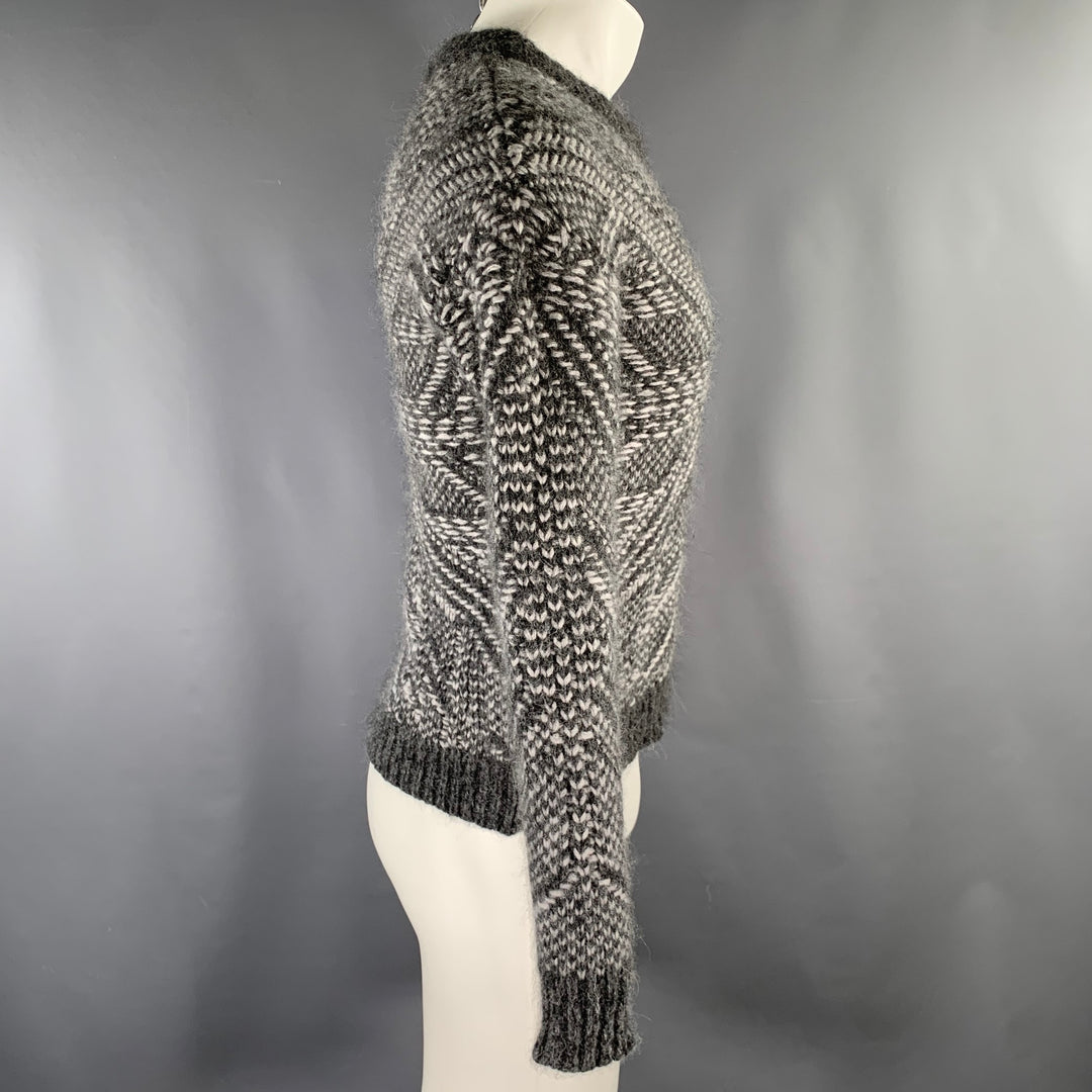 LES HOMMES Size XS Grey Light Grey Angora Blend Crew-Neck Sweater