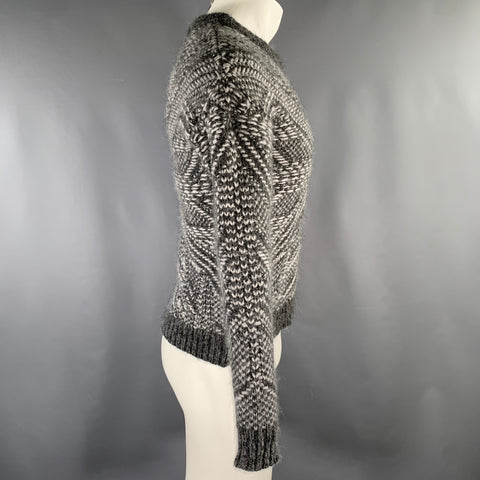 LES HOMMES Size XS Grey Light Grey Angora Blend Crew-Neck Sweater