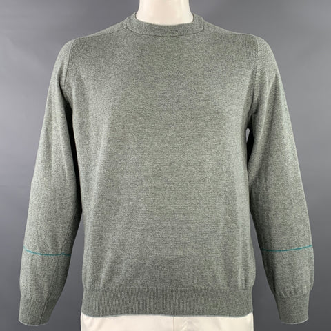 PAUL SMITH Size L Grey Lambswool Cotton Crew Neck Pullover