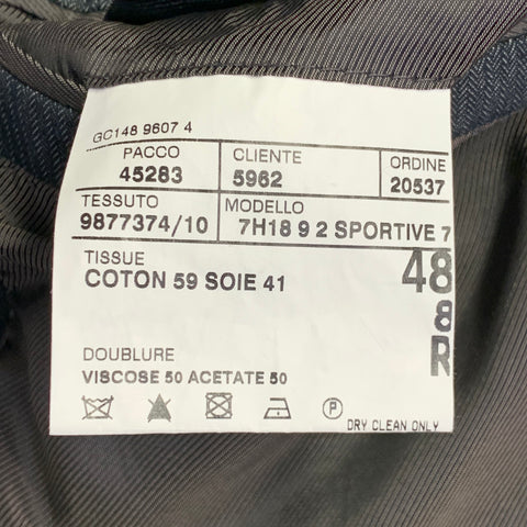 CORNELIANI Size 38 Grey Charcoal Herringbone Cotton Silk Peak Lapel Suit