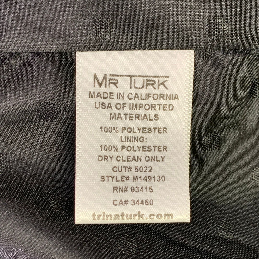 MR TURK Size 36 Regular Black White Perforated Polyester Notch Lapel Suit
