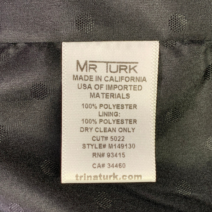 MR TURK Size 36 Regular Black White Perforated Polyester Notch Lapel Suit