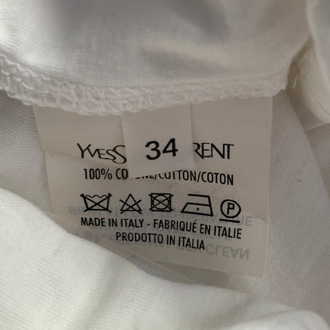 YVES SAINT LAURENT Size S White Cotton Jersey Off Shoulder Dress