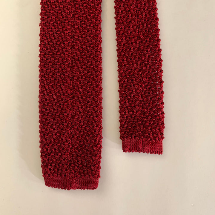 PERSONALITY Red Knit Wool Blend Tie