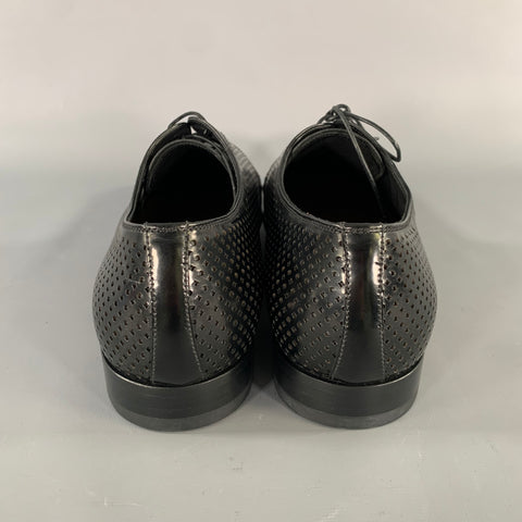 PRADA Size 9 Black Perforated Leather Lace Up Lace Up Shoes