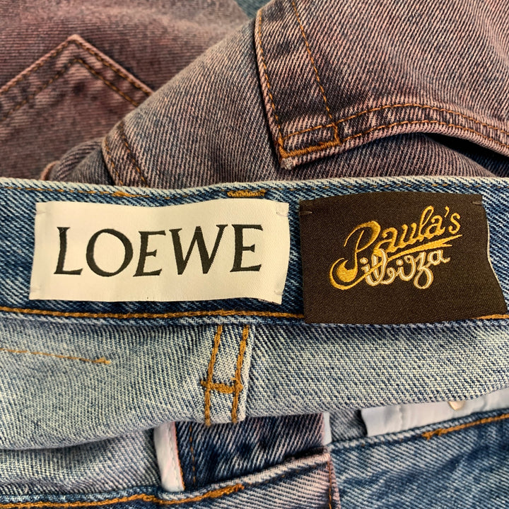 LOEWE x PAULA'S IBIZA Size 34 Blue Pink Green Dip Dyed Denim Twill Straight Jeans