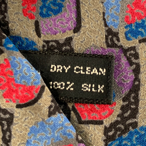 MISSONI Vintage Grey Blue Red Abstract Dots Silk Tie