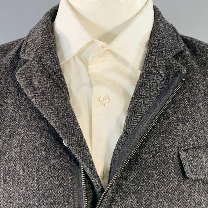 JOHN VARVATOS STAR USA Size 42 Grey Charcoal Herringbone Wool Blend Sport Coat