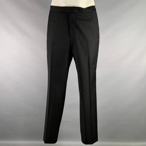 SUITSUPPLY Size 36 Black Solid Wool Tuxedo Dress Pants