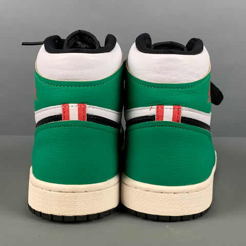 Zapatillas altas de cuero con bloques de color blanco y verde talla 7,5 NIKE