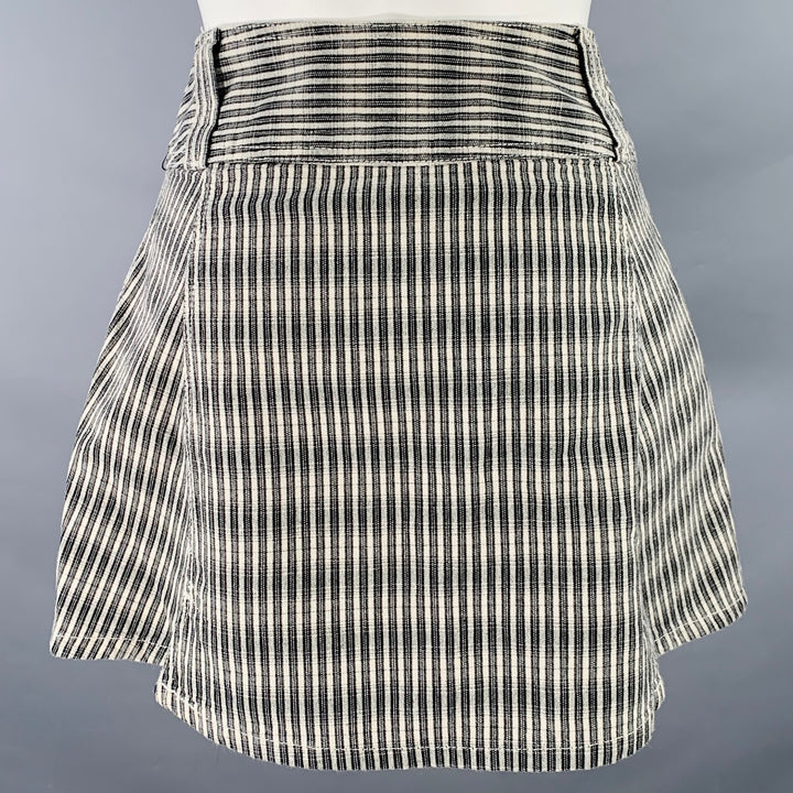 DIESEL Size 25 Black Grey Cotton Stripe Zip Fly Mini Skirt