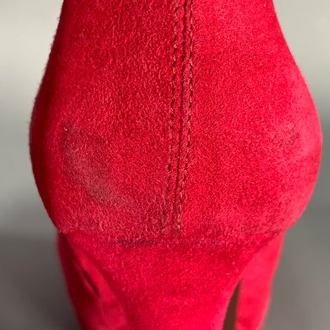 ALEXANDER MCQUEEN Size 8 Red Suede Platform Ankle Boots