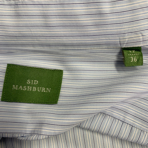 SID MASHBURN Size L Blue White Stripe Cotton One Pocket Long Sleeve Shirt