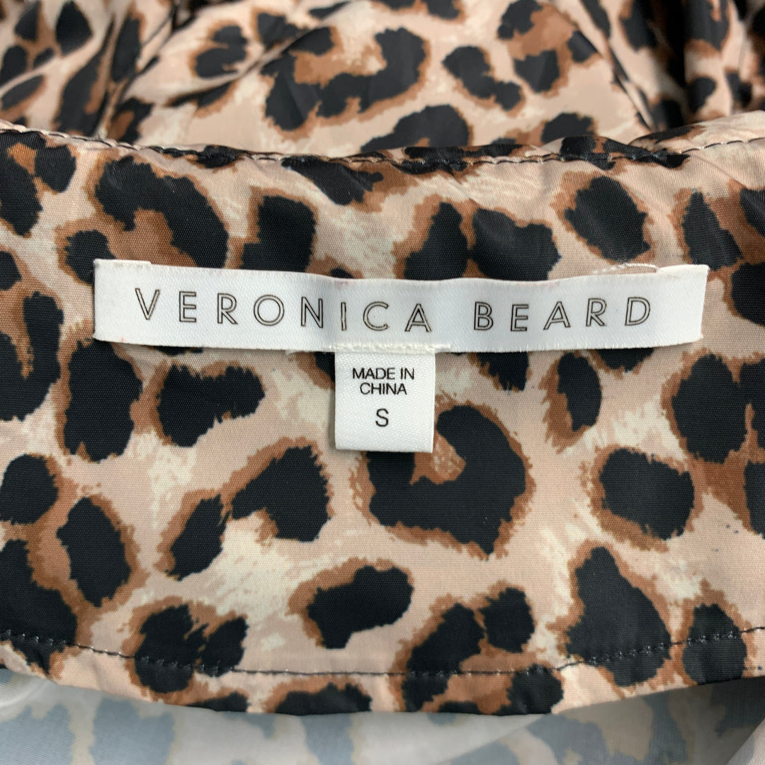 VERONICA BEARD Size S Beige Brown Polyester Animal Print Hooded Jacket