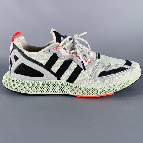 ADIDAS Size 11 Green Black Nylon Lace-Up Sneakers