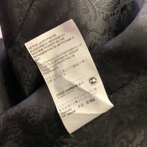 DOLCE & GABBANA Chest Size 44 Black Floral Silk Pleated Vest Formal