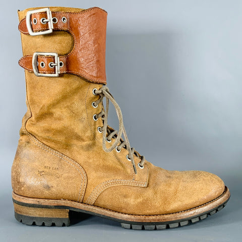 PAUL SMITH Size 7 Tan Distressed Leather Lace-Up Boots