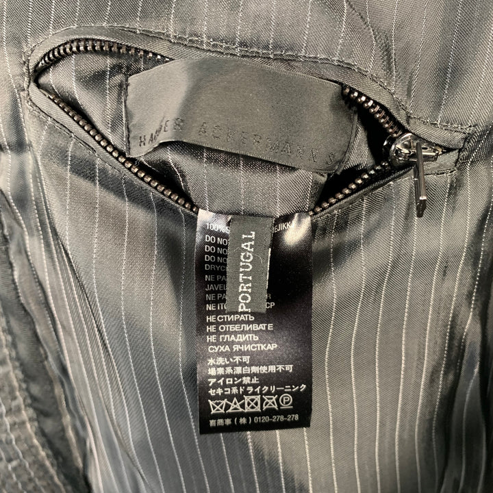 HAIDER ACKERMANN Size S Teal Black Grey Reversible Silk Zip Up Bomber Jacket