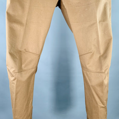 LANVIN Size 32 Khaki Cotton Ankle Zip Flat Front Dress Pants