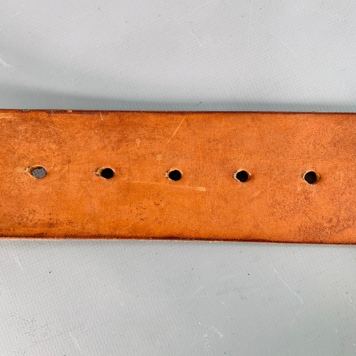 RALPH LAUREN Size 28 Brown Brass Leather Wide Belt