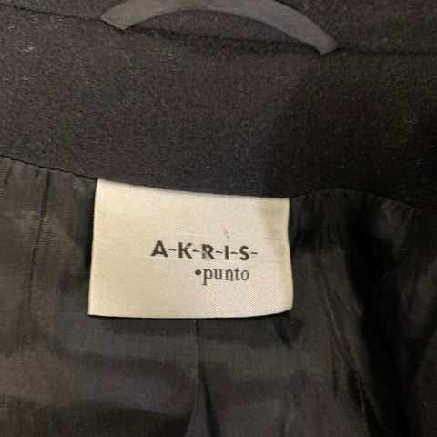AKRIS Size S Navy Wool Blend Button Up Coat