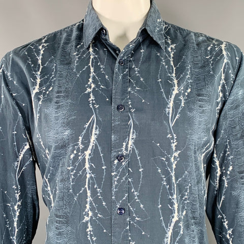 LIBERTY OF LONDON Size XL Navy White Abstract Cotton Long Sleeve Shirt