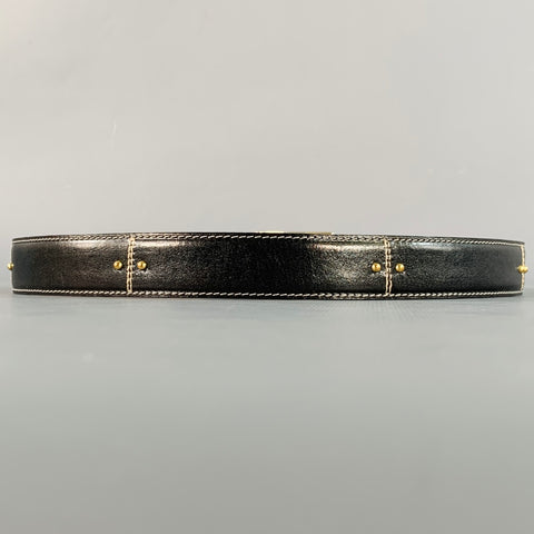 SAKS FIFTH AVENUE Size M Black Gold Studded Leather Belt