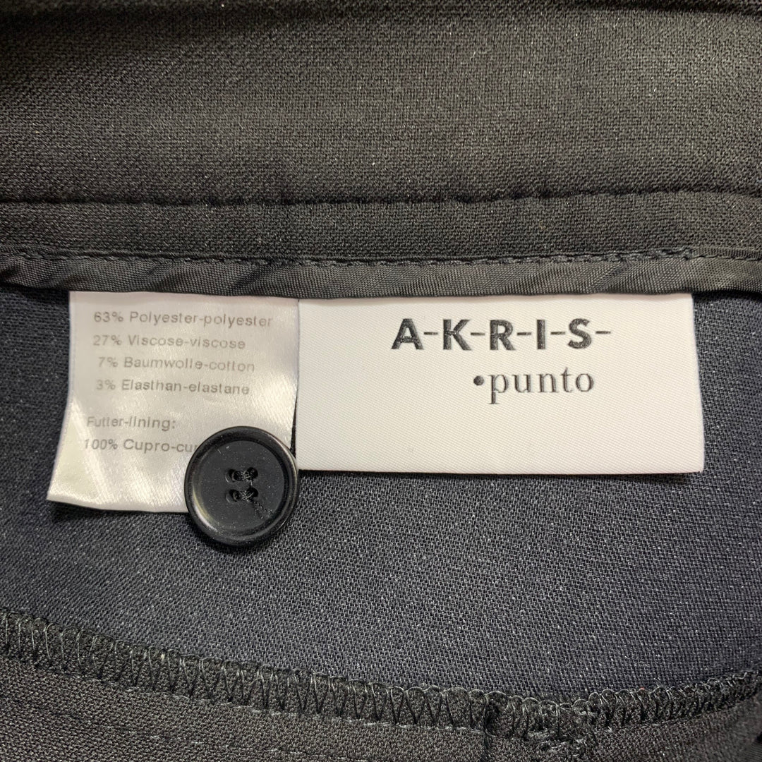 AKRIS Size 12 Black Polyester Blend Flat Front Dress Pants