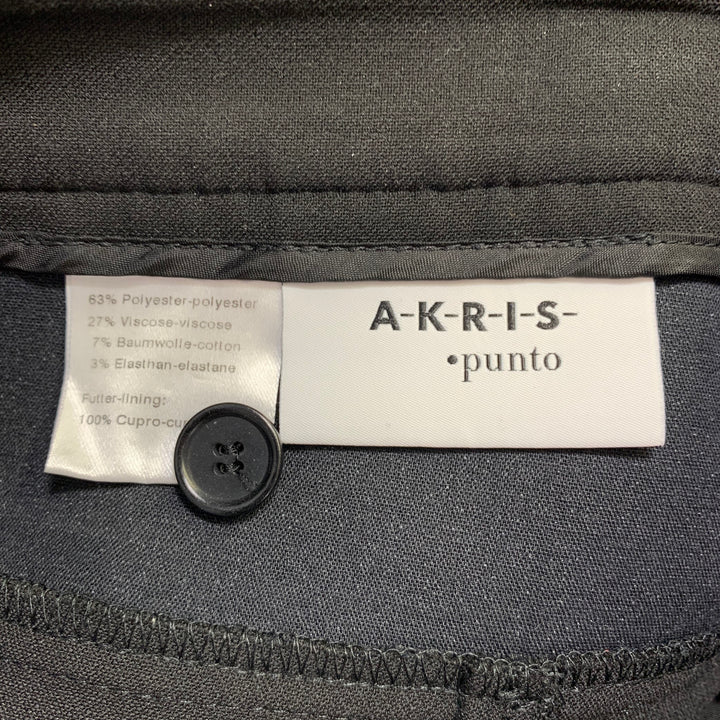 AKRIS Size 12 Black Polyester Blend Flat Front Dress Pants